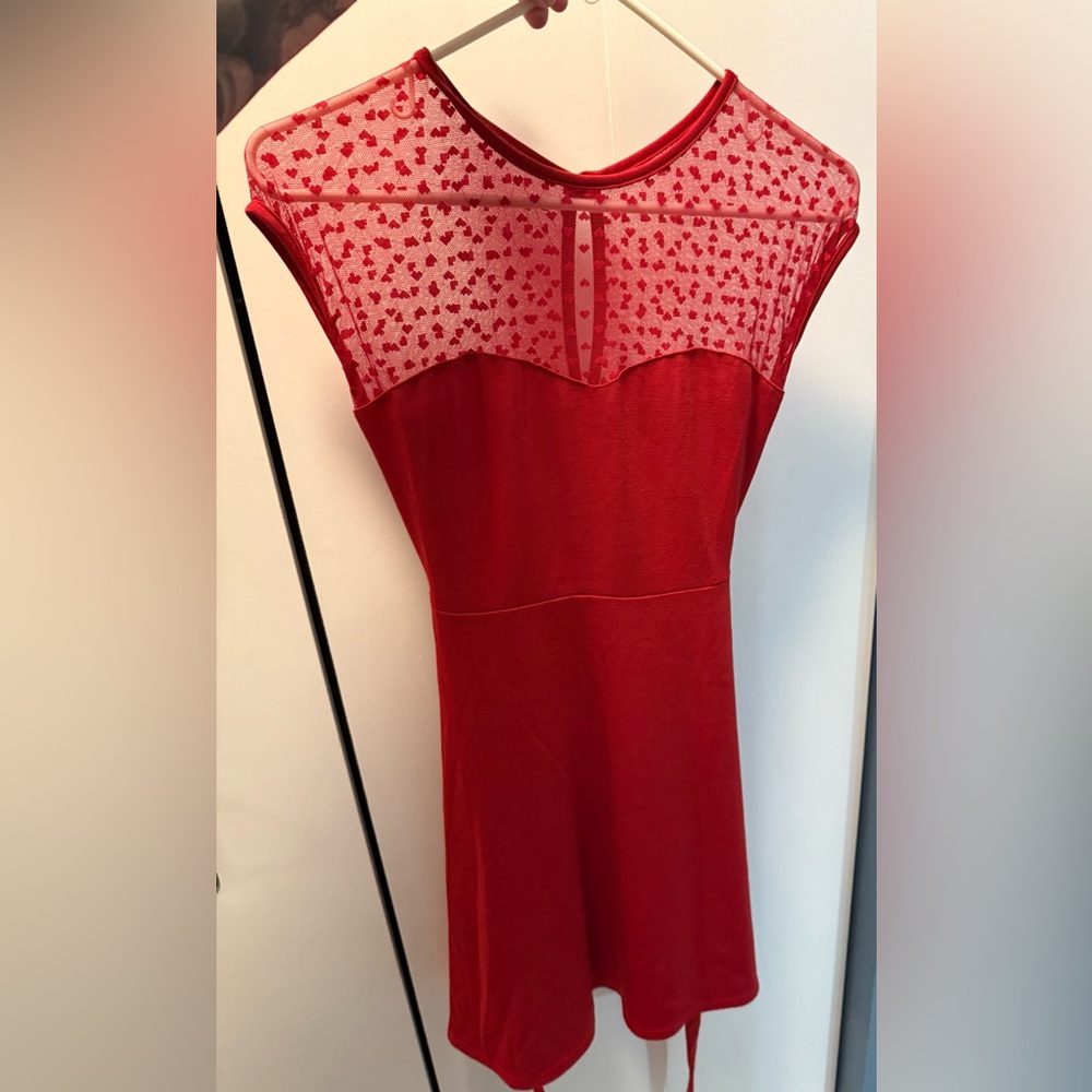 RockSteady Red Midi Dress with Sheet Heart Detail